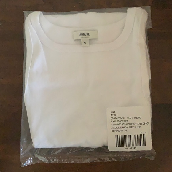 AGOLDE Rib High Neck Tank in White - Picture 9 of 9